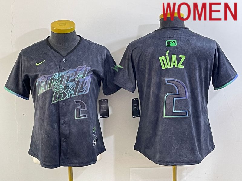Women Tampa Bay Rays #2 Diaz Nike MLB Limited City Connect Black 2024 Jersey style 4->youth mlb jersey->Youth Jersey